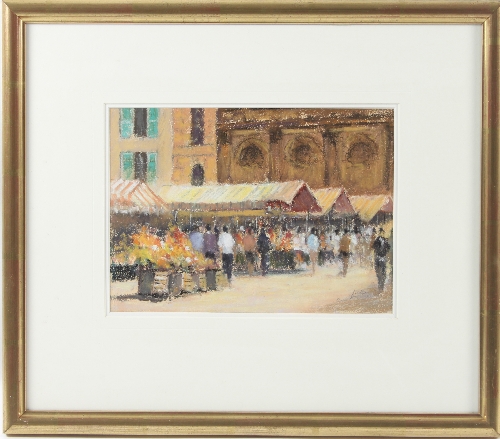 Brian Lindley (20th Century) /Flower Stalls, Nice/pastel, - Image 2 of 2