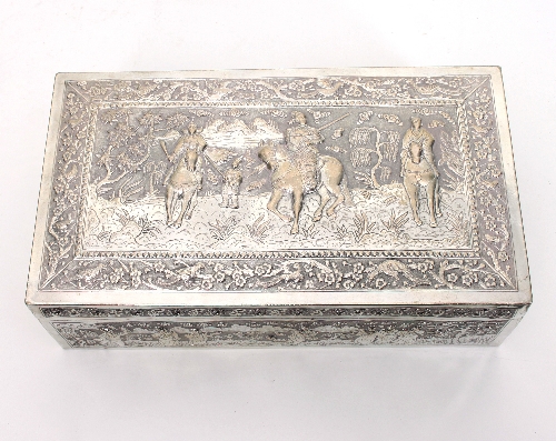 A Chinese export white metal box, of rectangular shape, - Image 3 of 7