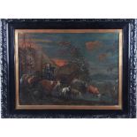 Late 18th Century School/Drover with Cattle and other Livestock by a Stream/oil on canvas,