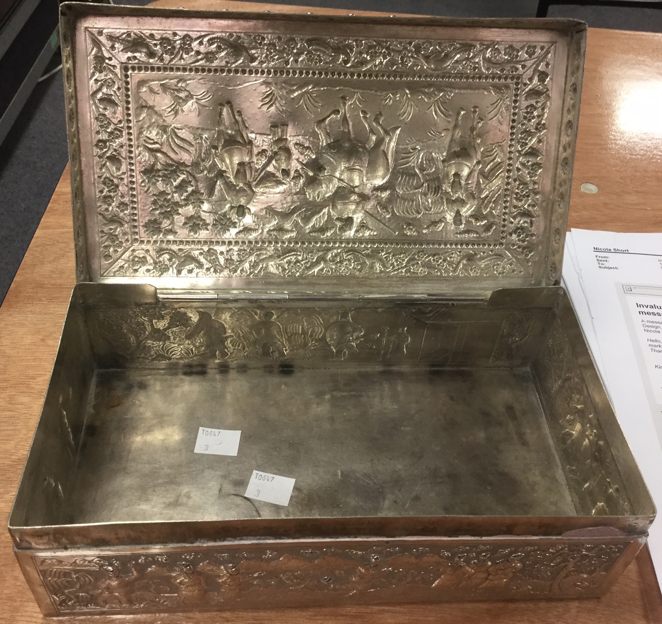 A Chinese export white metal box, of rectangular shape, - Image 5 of 7