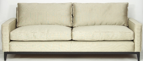 A large sofa upholstered in J Robert Scott heavy Bengaline silk, on square tapering legs,