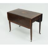 A late 18th Century mahogany two-flap table, with crossbanded satinwood border,