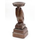 A stoneware pelican birdbath, possibly retailed by Liberty, in allover brown salt glaze,
