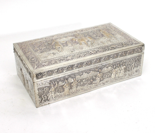 A Chinese export white metal box, of rectangular shape, - Image 2 of 7