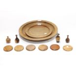 Dennis French/A turned wood charger, 43cm diameter,