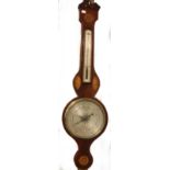 A mahogany wheel barometer and thermometer, the silvered dial signed D Charinelli, Gloucester,