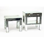 A 1970s mirrored side table, fitted with a single drawer,