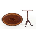 A George III mahogany oval tray and a small tripod table