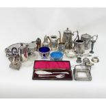 A quantity of various electroplate to include a four piece tea/coffee service by Philip Ashbury &