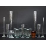 A pair of large glass flutes, 81cm high,