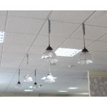 Six Holophane glass light shades with frilled borders
