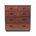 A 19th Century oak chest of three long and two short drawers with brass countersunk handles and bun