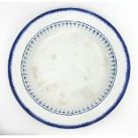 A Shorthose creamware bowl with blue band border,