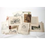 A quantity of 19th Century and later watercolours and pencil sketches,