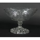 An Irish cut glass navette shaped bowl, probably Waterford,