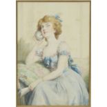 Talbot Hughes/Lady Listening to Shell/watercolour, 37cm x 25.