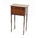 An early 19th Century mahogany work table, with rectangular top and dummy three drawer front,