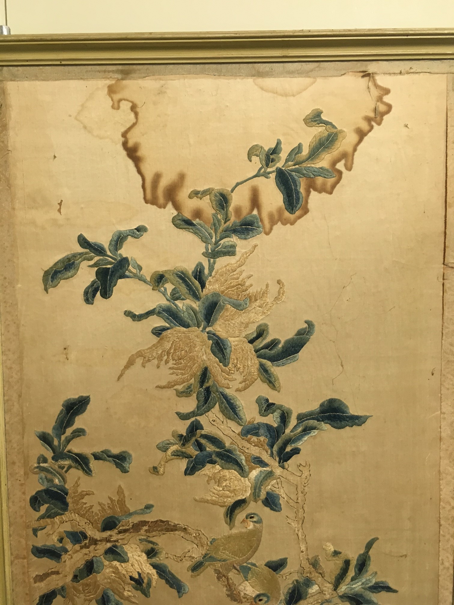 Four Chinese needlework panels of birds in flowering branches, - Image 9 of 13