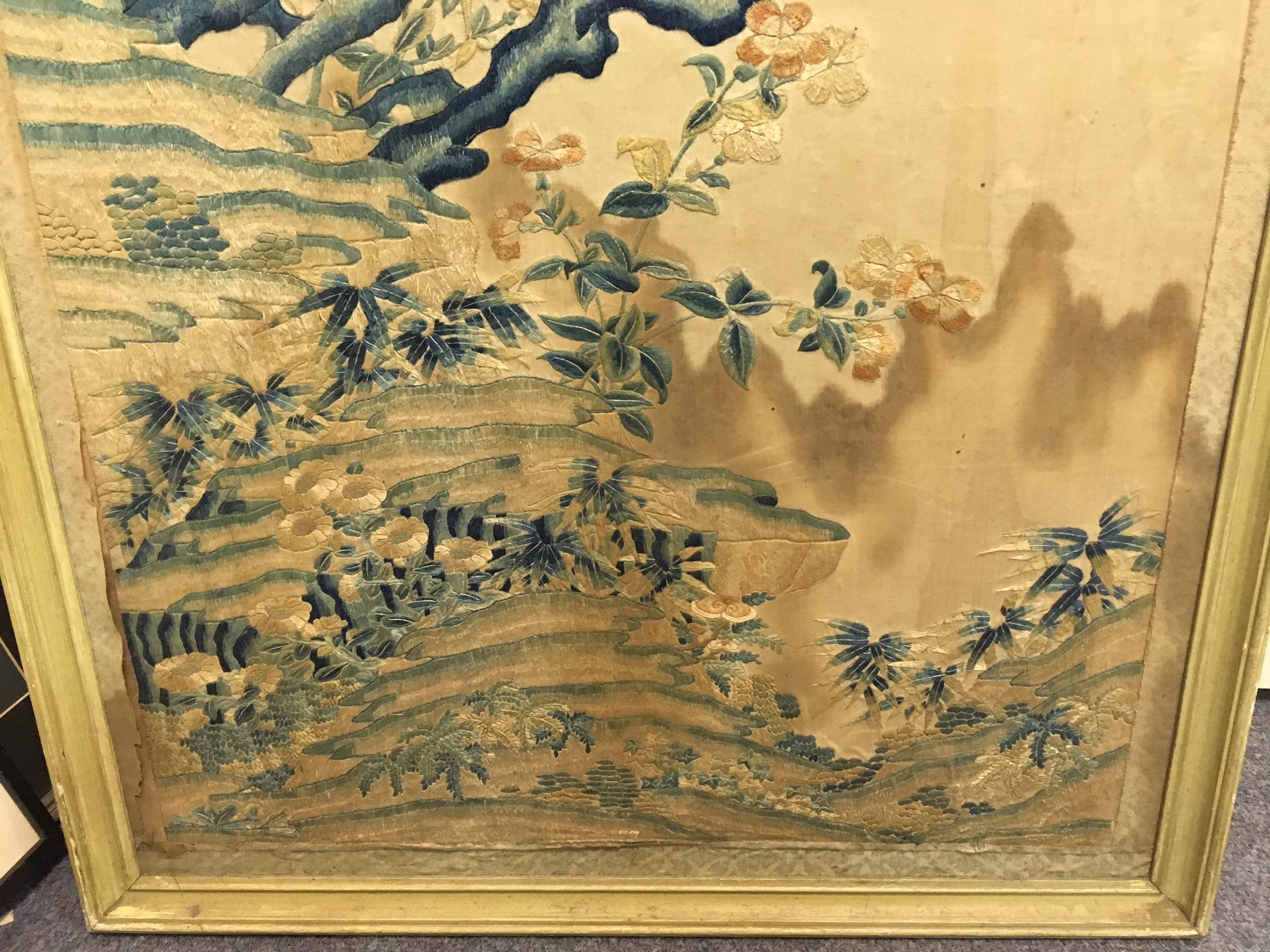 Four Chinese needlework panels of birds in flowering branches, - Image 7 of 13