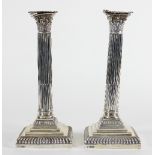 A pair of late Victorian silver candlesticks, Sheffield 1895,