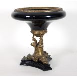 A Continental black glazed and gilt metal centrepiece,