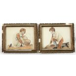 Late 18th Century English School/A Pair of Female Portraits/pencil and watercolour,