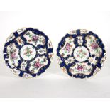 A pair of Worcester first period plates, circa 1780,