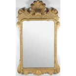 A George I carved giltwood framed mirror,