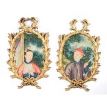 19th Century/Portraits of a Chinese Man and Lady/a pair/watercolour,