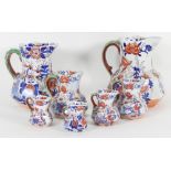 A group of seven Masons Ironstone hydra jugs, of graduating sizes,