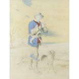 19th Century English School/The Woodman with a Dog by his Side/pencil and watercolour, 58cm x 77.