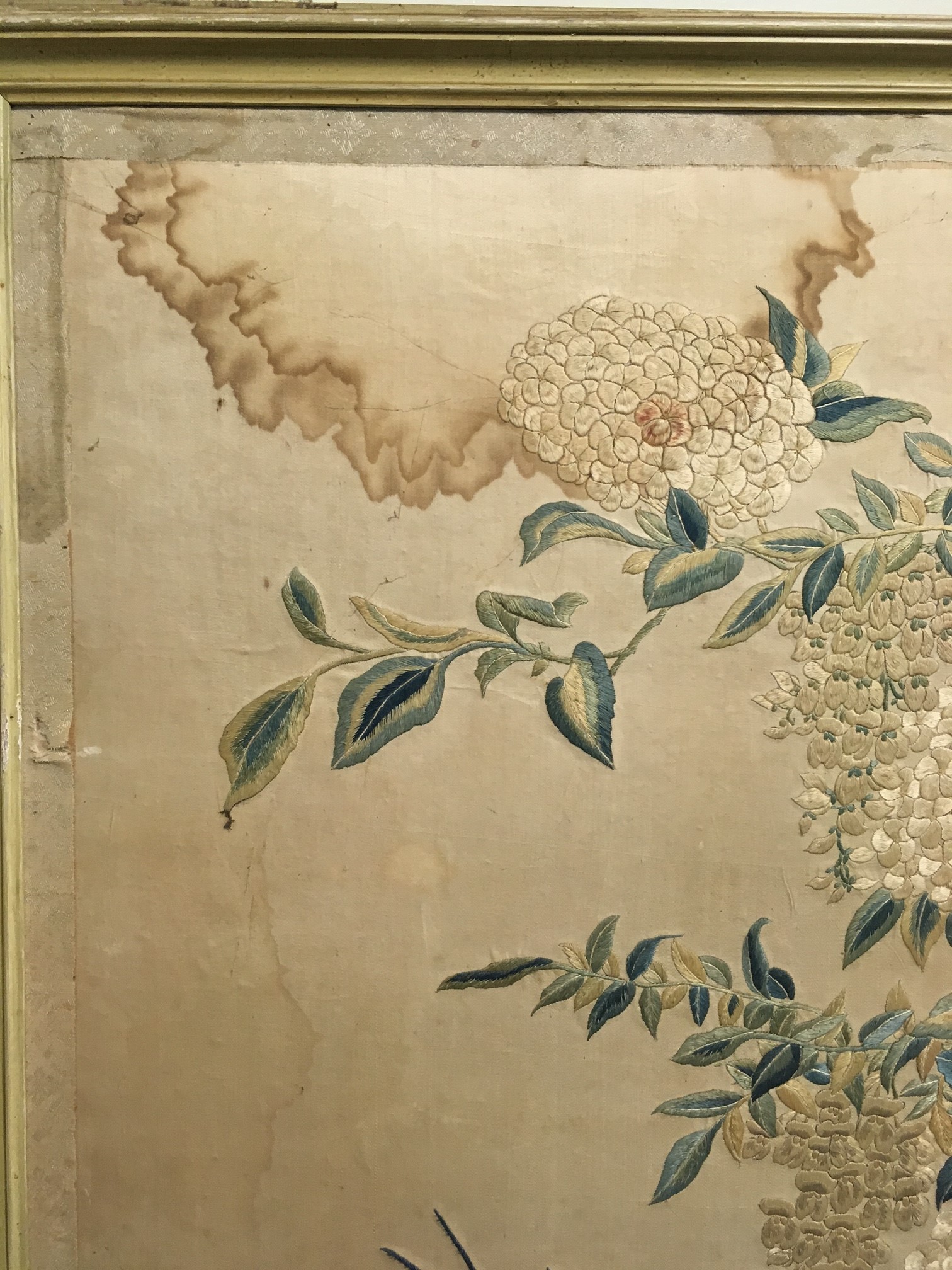 Four Chinese needlework panels of birds in flowering branches, - Image 4 of 13