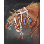 John Hawes/Portrait of an Arab Horse in a Rope Bridle/signed and dated 1960/oil on canvas,