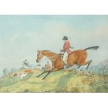 Henry Thomas Alken (British 1785-1851)/Huntsman Jumping a Bank/signed/watercolour, 18.5cm x 25.