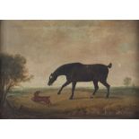 Thomas Weaver/Portrait of a Black Horse and Spaniel in a Landscape/signed 'T Weaver Pinxt' and