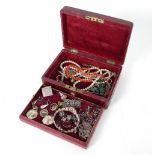 A quantity of costume jewellery including a filigree bangle, marcasite,