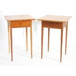 A pair of Shaker cherry wood bedside tables,