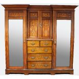 A late Victorian rosewood and marquetry wardrobe, by Maple & Co.