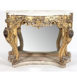 A 19th Century carved giltwood serpentine console table,