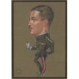 Russell Houston (early/mid 20th Century)/Caricature of a Military Officer/monogrammed/pastel,