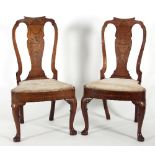 A pair of Irish 18th Century dining chairs, circa 1730, with splat-backs,