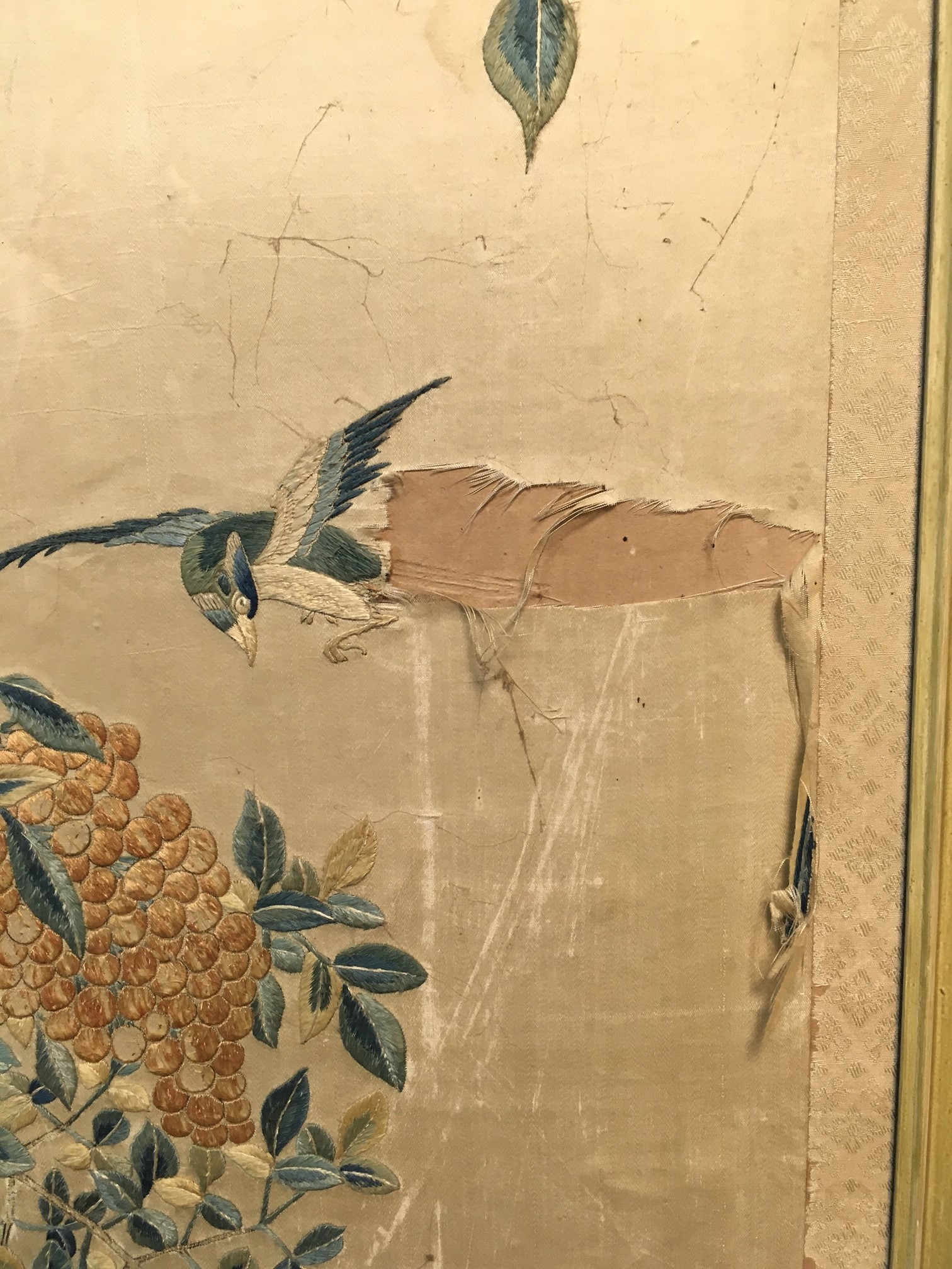 Four Chinese needlework panels of birds in flowering branches, - Image 13 of 13