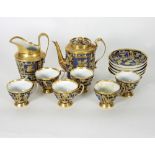 A Paris porcelain part coffee service, circa 1810, comprising a coffee pot, cream jug,