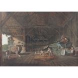 19th Century French School/The Threshing Barn/gouache, 63.5cm x 88.