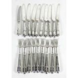 A part set of silver dessert knives and forks, John Keith, London,