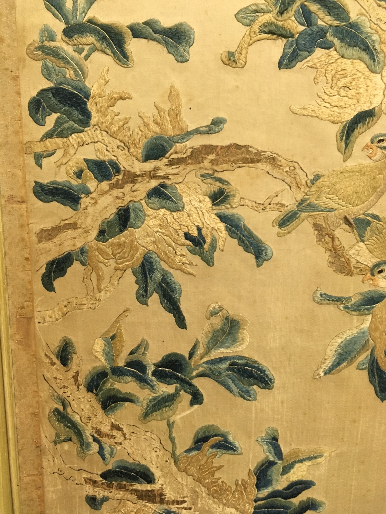 Four Chinese needlework panels of birds in flowering branches, - Image 10 of 13