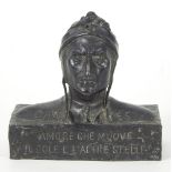 G Varlese A bronze bust of Dante on a rectangular plinth,