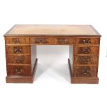 A George III style mahogany pedestal desk, late 20th Century,