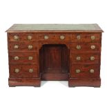 A late Georgian mahogany pedestal writing desk,