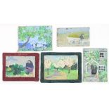 Barbara Dorf (1933-2016) Five small canvases mounted to board, landscapes etc,